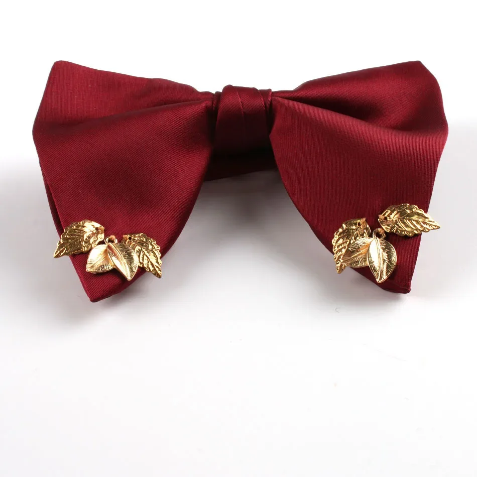 New red men\'s solid color big bow tie tuxedo Korean version casual horn groom suit bow