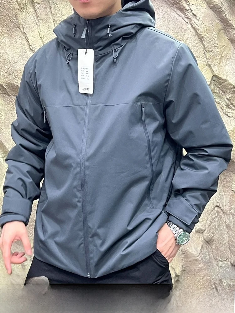 

Уличное мужское теплотехническое хлопковое джинтовое водонепроницаемое ветрозащитное длинное пальто с капюшоном-стойкой, базовое модное зимнее пальто