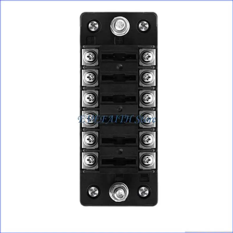 

124B 6 Way Fuses Distribution Block Steel Mounting Hardware Brass Fuses Panel for Car