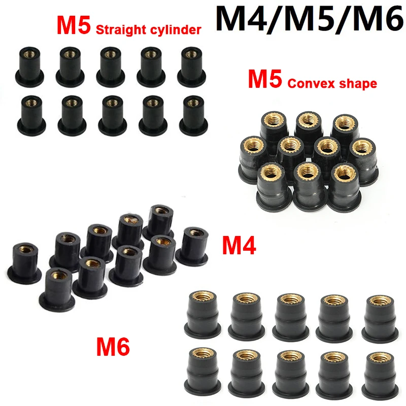 1 Pc Motorcycle Tuning Windshield Rubber Nut M4 M5 M6 Brass Nut Expanded Rubber Well Nut Rivet Fastener