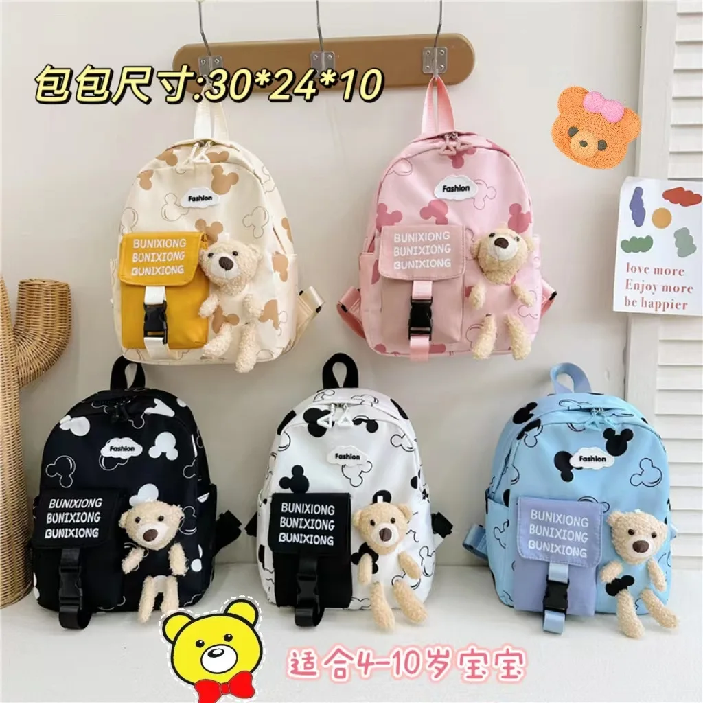 Kindergarten Foreign Style Baby Cartoon Bear Backpack 2023 Outgoing Light Children's Backpack