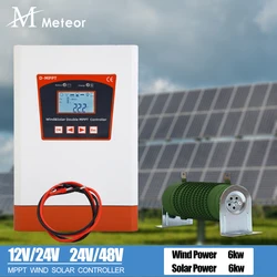 Double MPPT Charge Controller Solar & Wind Hybrid System 6000w 12v 24v & 24v 48v Auto Regulator Home Use Wind Turbine Generator