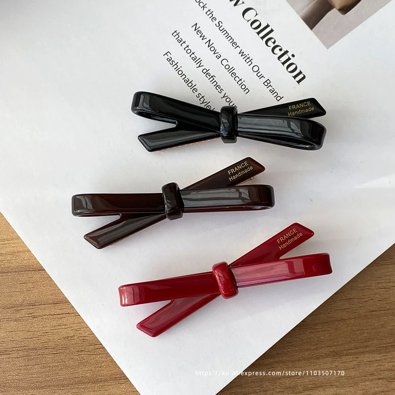 French Classic Bow~Korean France Jelly Color Bang Fragmented Hair Clip Top Clip Side Duck billed Clip