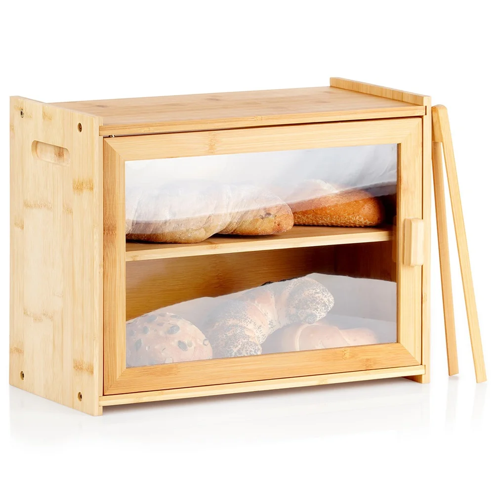 Bamboe Chlebak met tang, tweelaags, 40x20x31 cm.