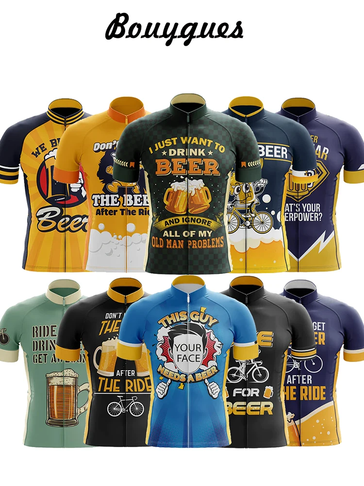 AliExpress Bouygues Beer Men Cycling Jersey MTB Maillot Bike Shirt Downhill Jersey High Quality Pro Team Tricota