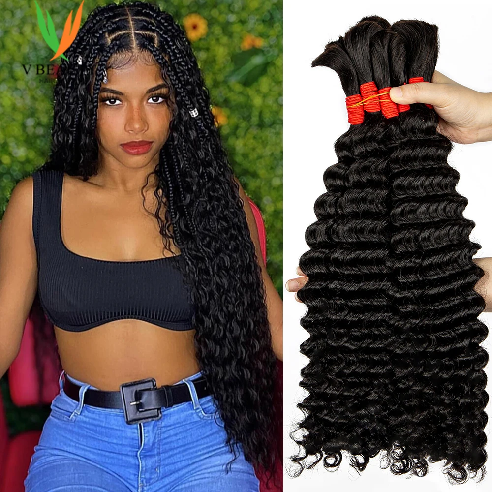 Water Wave Natural Color Human Braiding Hair for Boho Braids Human Hair Bulks 26 Inches 10A Quality Natural Human Hair Remy Hair