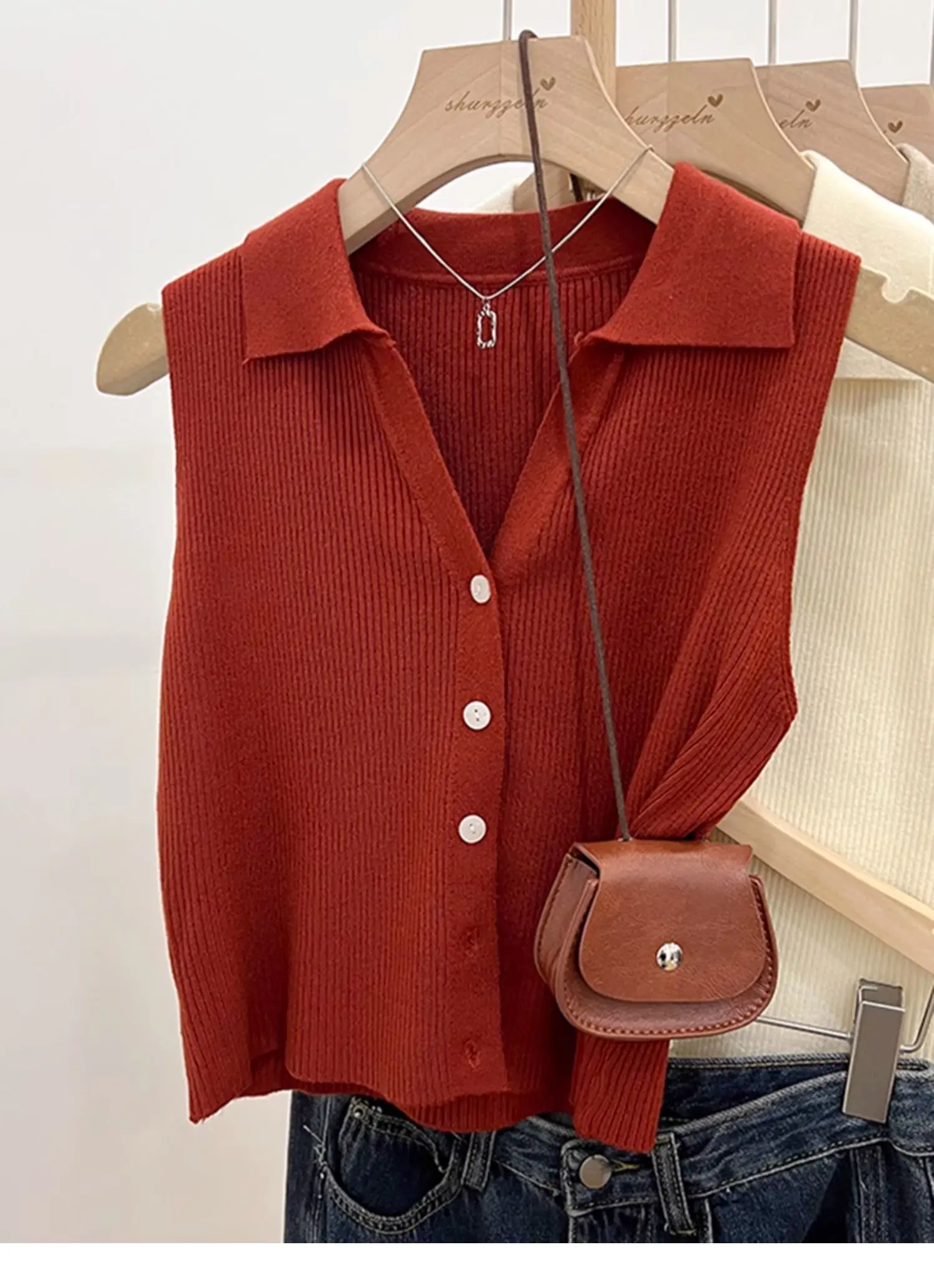 Solid Color Knitted for Women Cardigan Korean Single Breasted Sleeveless Jumper Woman Round Neck All Match Cardigans Outwear