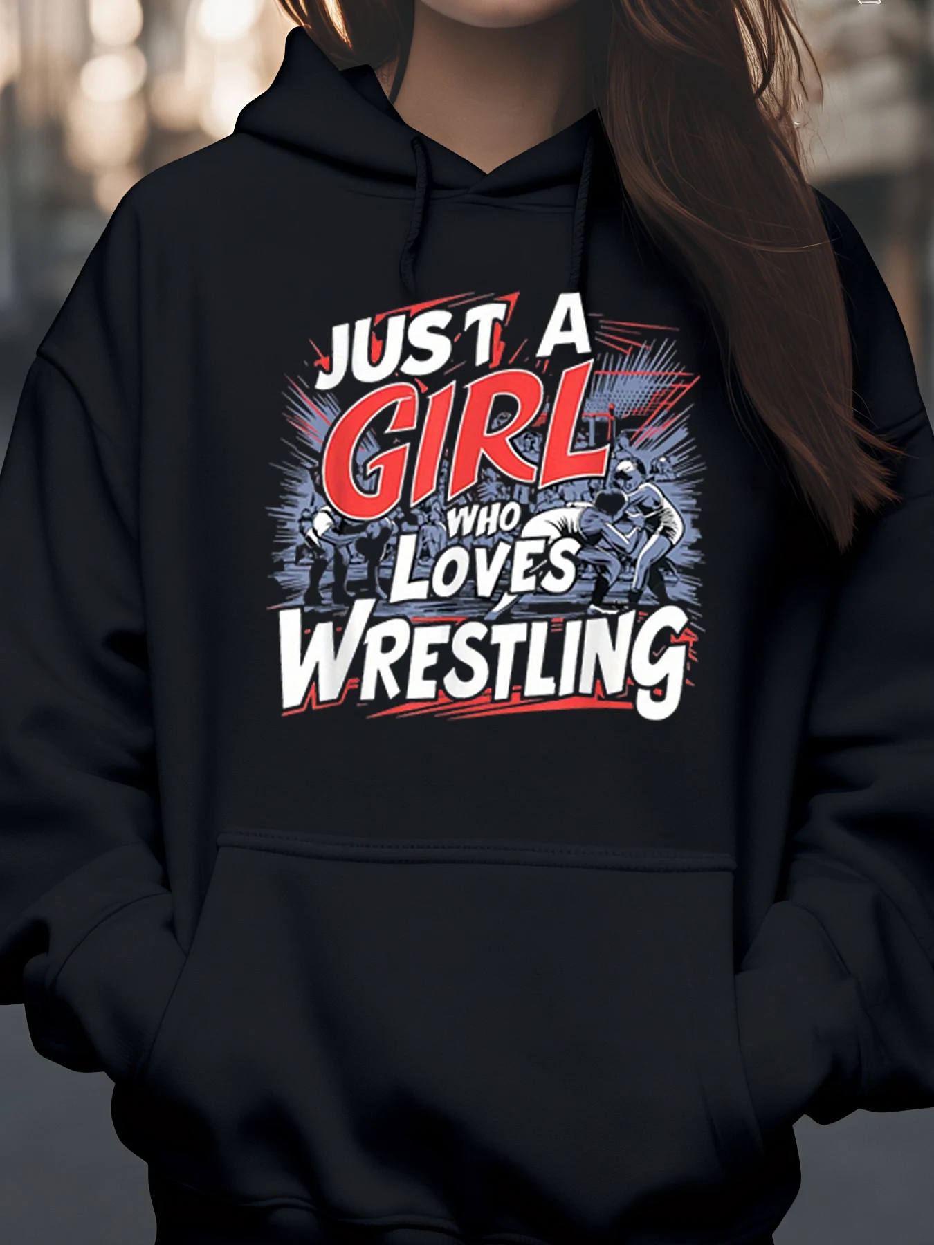 

Толстовка с рисунком Just a Girl Who Loves Wrestling для любителей борьбы, женская повседневная одежда