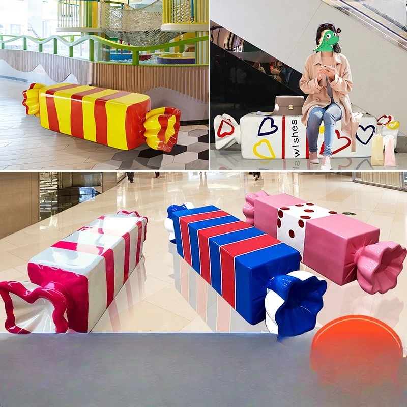 Outdoor candy seat FRP cartoon sculpture shopping mall large chair amusement kindergarten decorative ornament 2