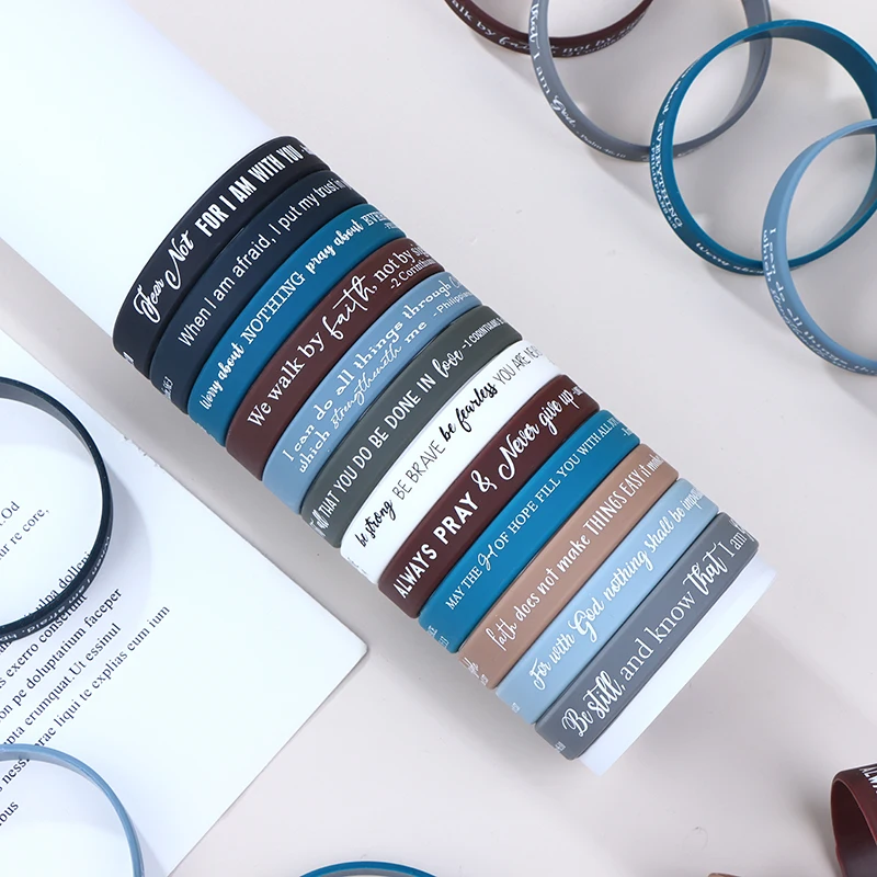 36 قطعة من الأساور الدينية المصنوعة من السيليكون أساور مطاطية للكتاب المقدس ملونة ملهمة من السيليكون المسيحي #3