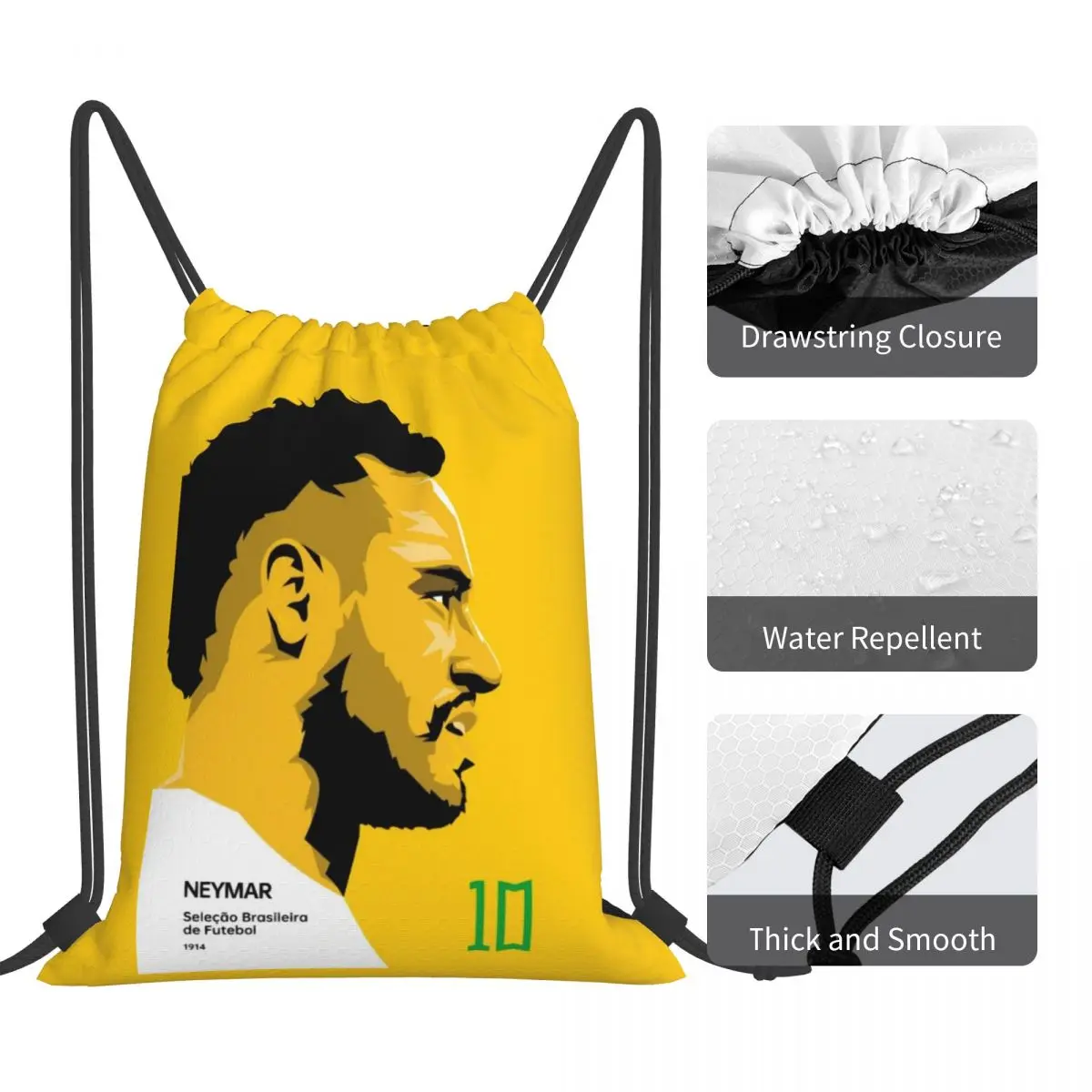 Personalizado brasil futebol n-neymar jr cordão bolso mochila masculino feminino leve ginásio esportes