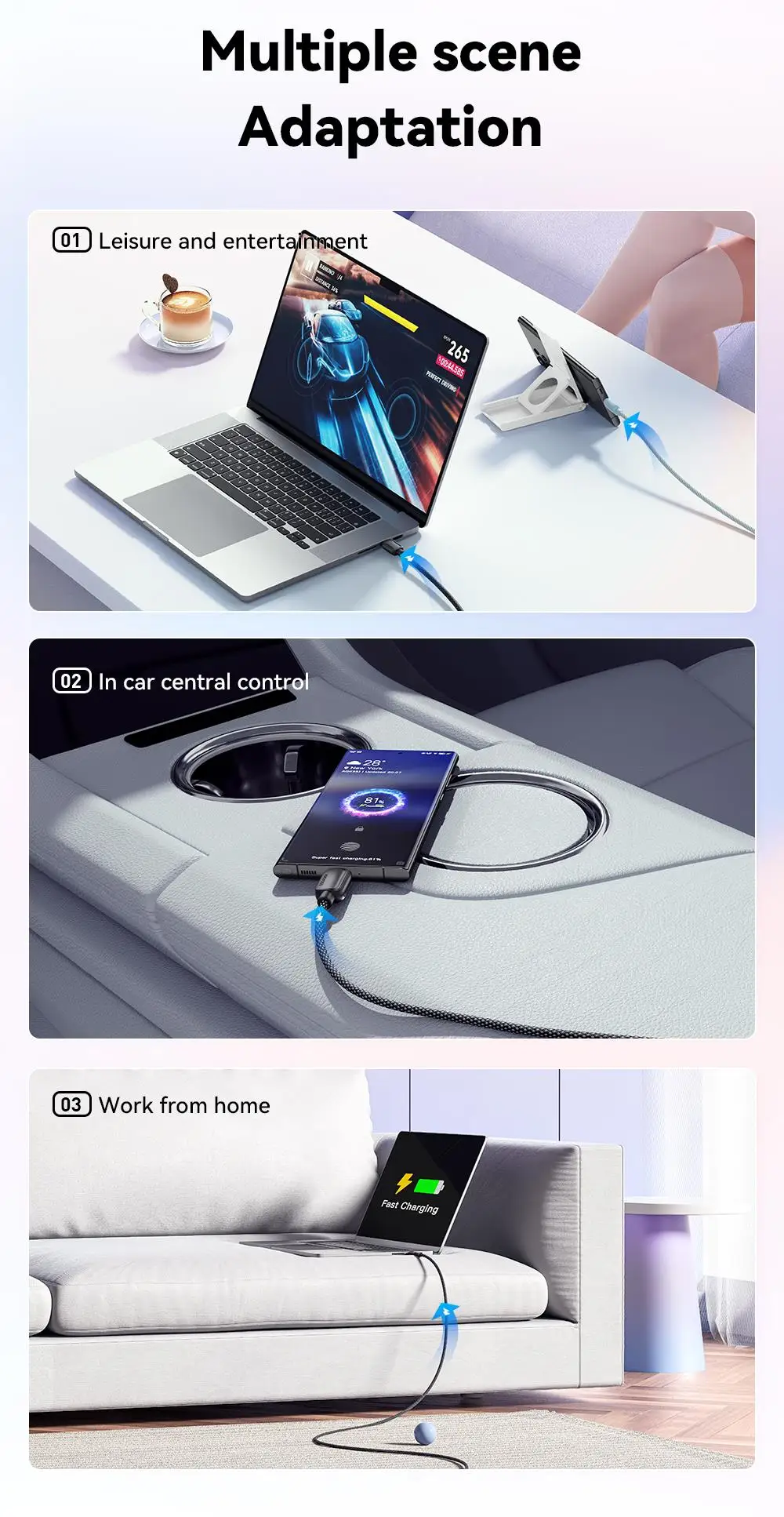 Essager USB C auf Typ C Kabel 5A PD 100W Schnellladegerät Datenkabel für MacBook Pro Samsung Xiaomi Huawei Ladekabel 3M – Detail 12