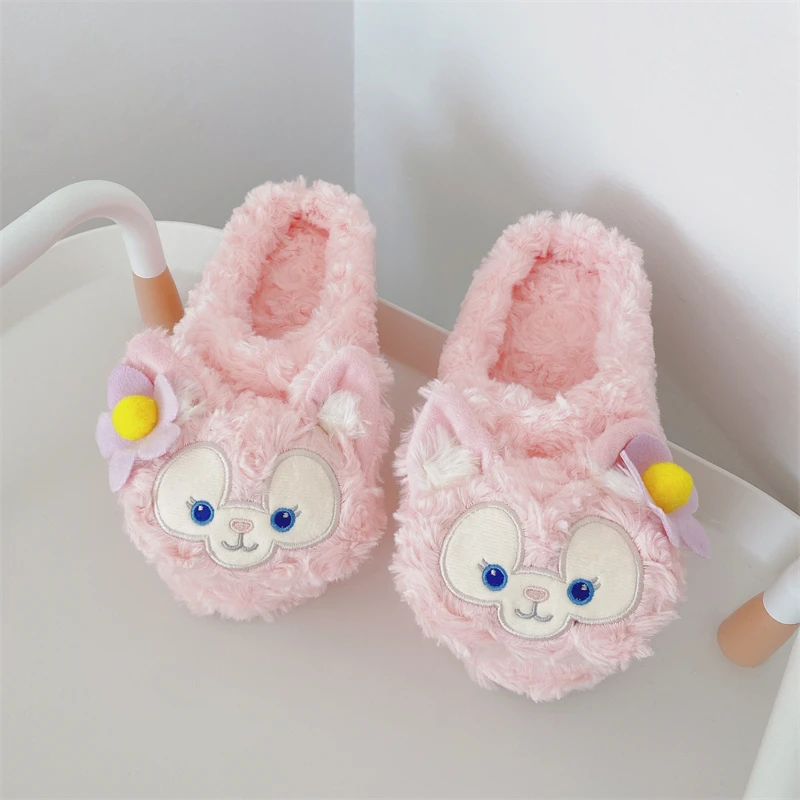 Cute Girly Slippers Pink Foxes Home Indoor Non-slip Women Girl Lovely Plush Slippers Sweat Cotton Shoes Kawaii Flat Lady Shoes