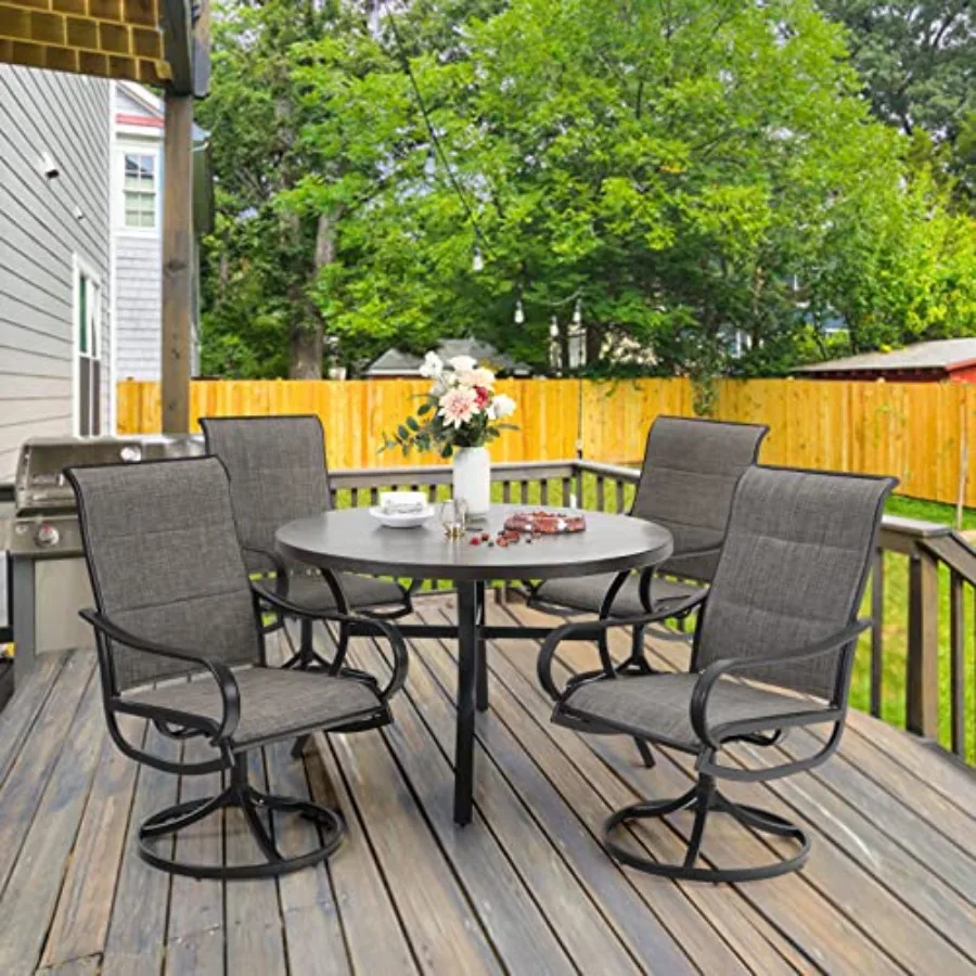 

Sophia William Patio Dining Set 5 Pieces 4 x Patio Dining Chairs Textilene with 1 Round Patio Dining Metal Table 44 with Umbrel