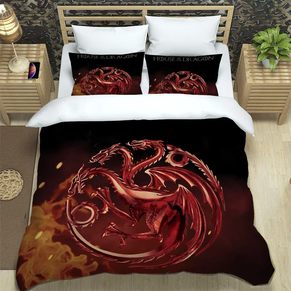 T-The Lord of the Rings Fashion Trend Print Three-piece Set Children Adult Quilt Cover Pillowcase Bedding Set Birthday Gift