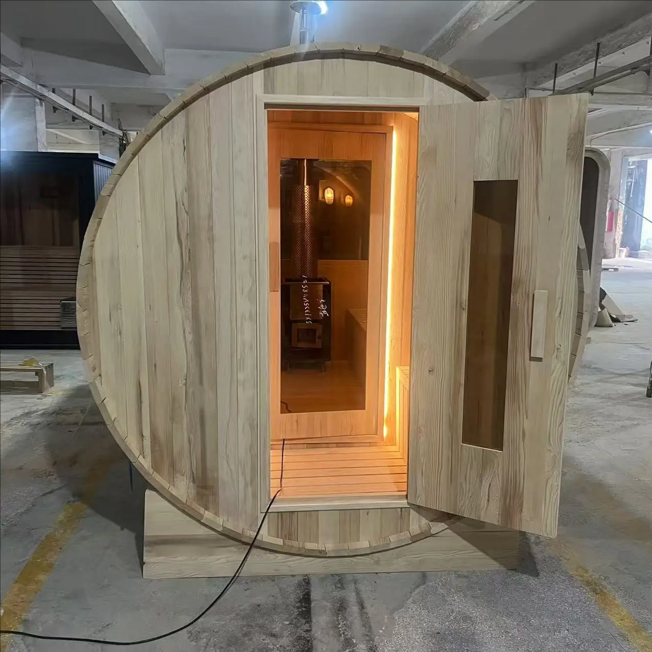 Modern Outdoor Sauna Hemlock Wood Burning Stove Sauna Changing Room Electric with Computer Control Panel