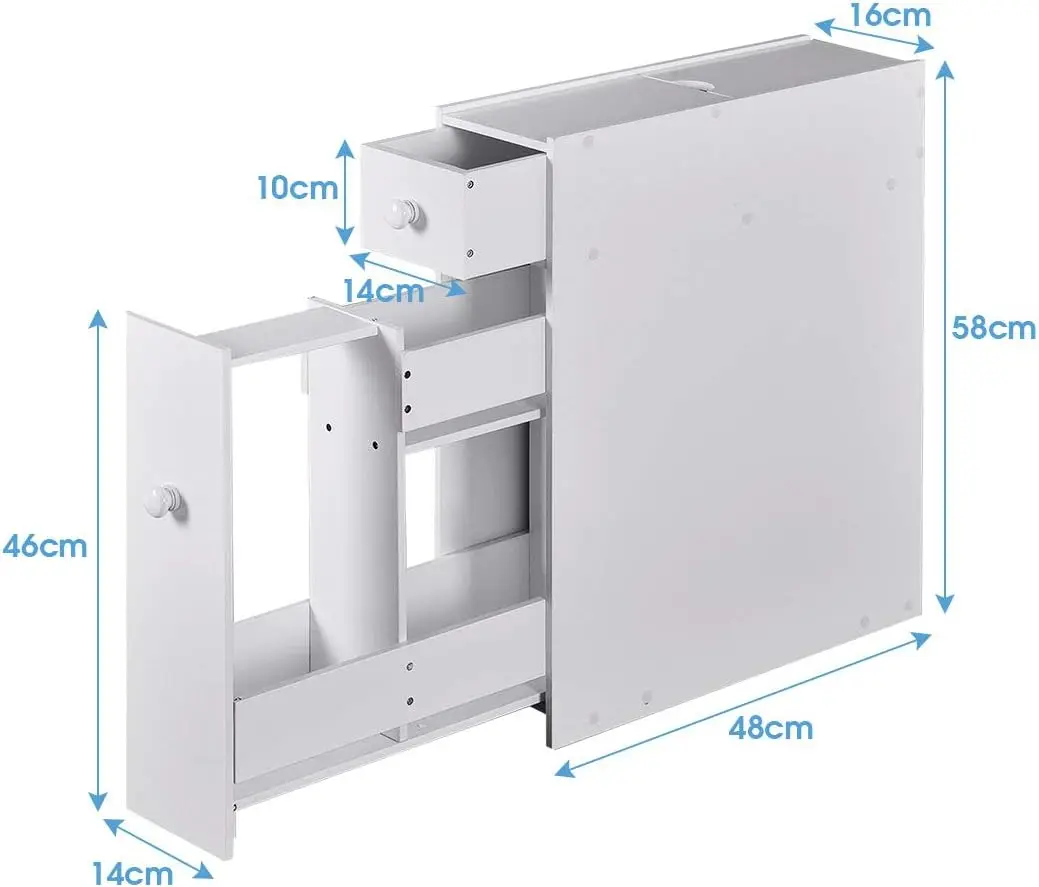 **/Standing Bathroom Floor Storage Cabinet With Drawer And Adjustable Shelf Double Door