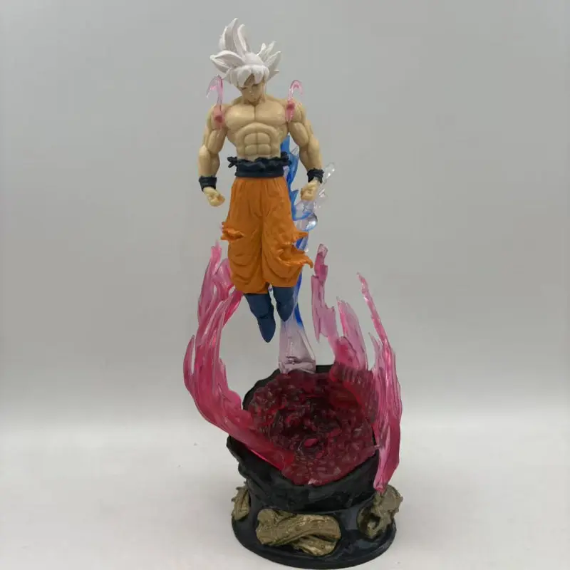 Dragon Ball Ultra Instinct Son Goku White Hair Saiyan Action Figure With Led Light 23cm Collectible Model Desktop Ornament view 4