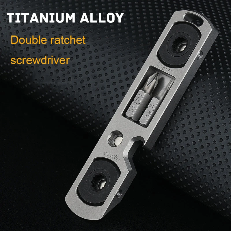 

Multifunction Titanium Alloy Crowbar Double Ratchet Screwdriver Bottle Opener With Broken Window Ceramic Beads EDC Sleeve Tools