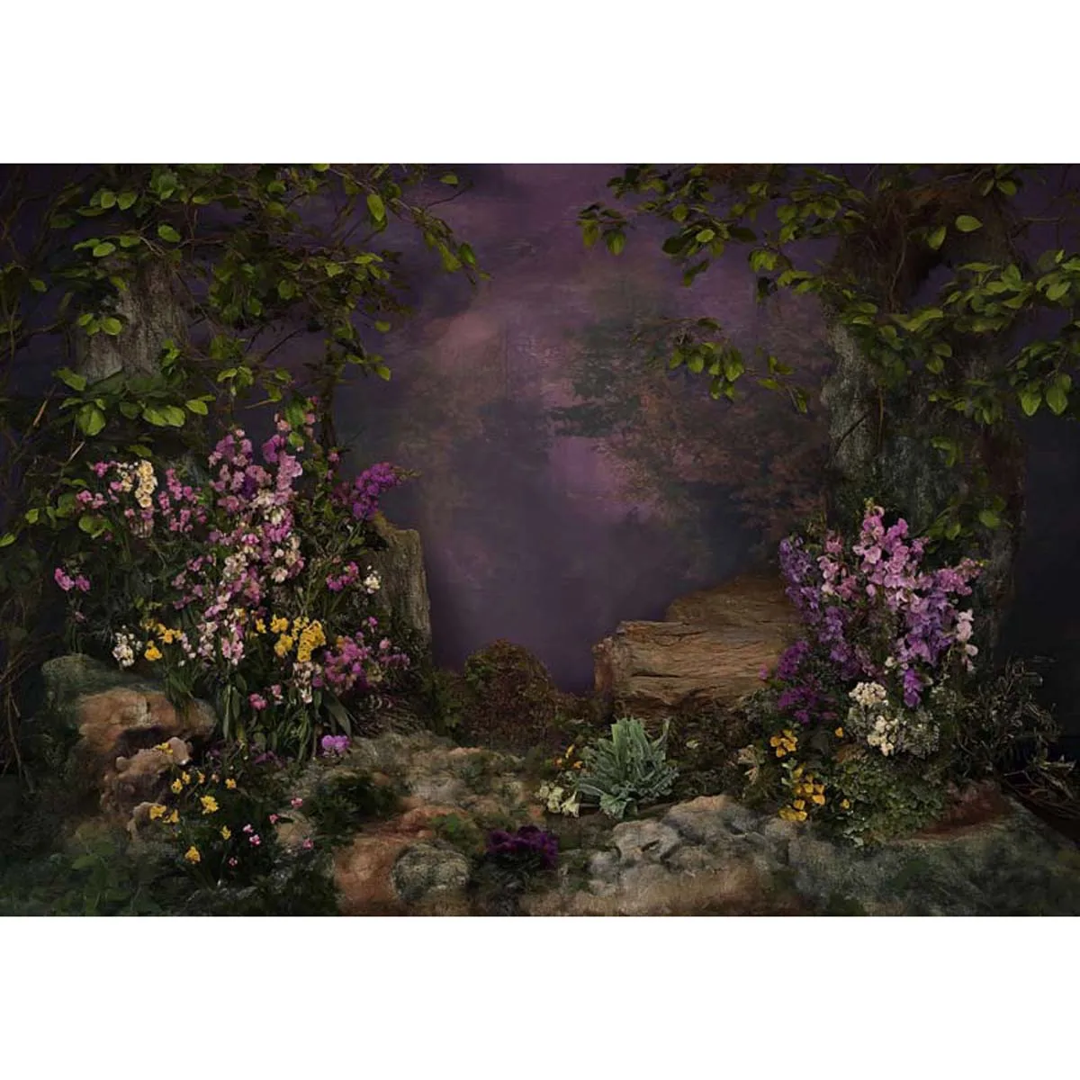 

Allenjoy Purple Floral Jungle Backdrop