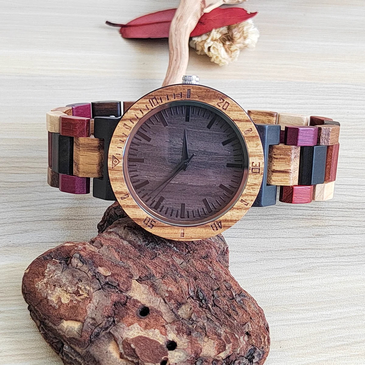 Relojes de madera coloridos para hombres, relojes de pulsera de cuarzo, reloj de madera, regalo único, cronógrafo, Dropshipping