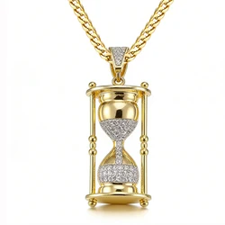 VANAXIN Iced Out Hourglass Pendants Hip Hop Necklaces for Men Shiny Cubic Zircons Fashion Jewelry Gift for Women