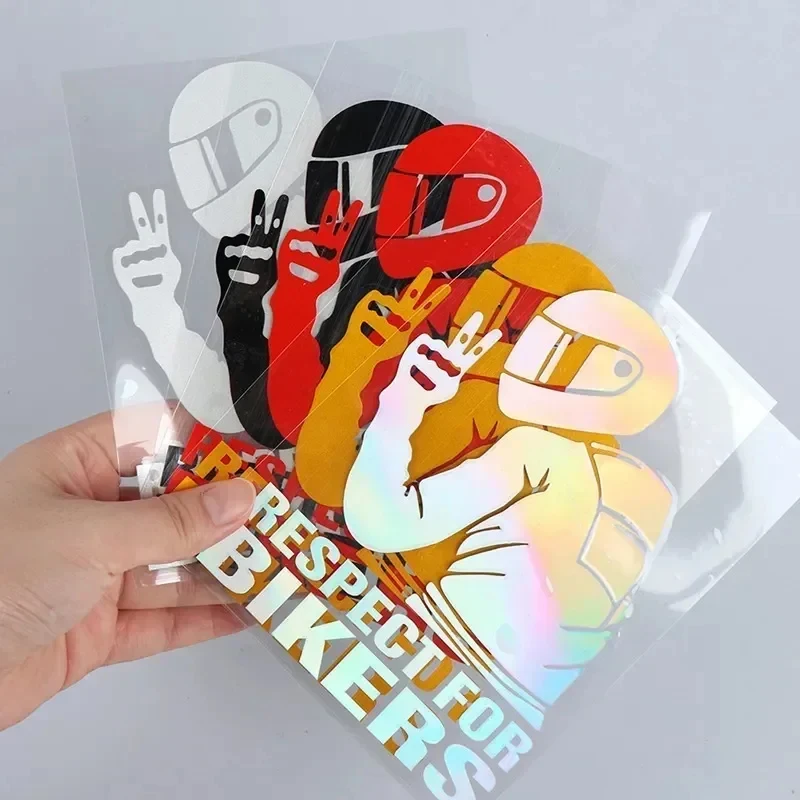 1-2pcs 15x11CM 3D Respect for Bikers Waterproof Removable Motorcycle Reflective Vinyl Sticker Decal Car  Rear Windshield Decal