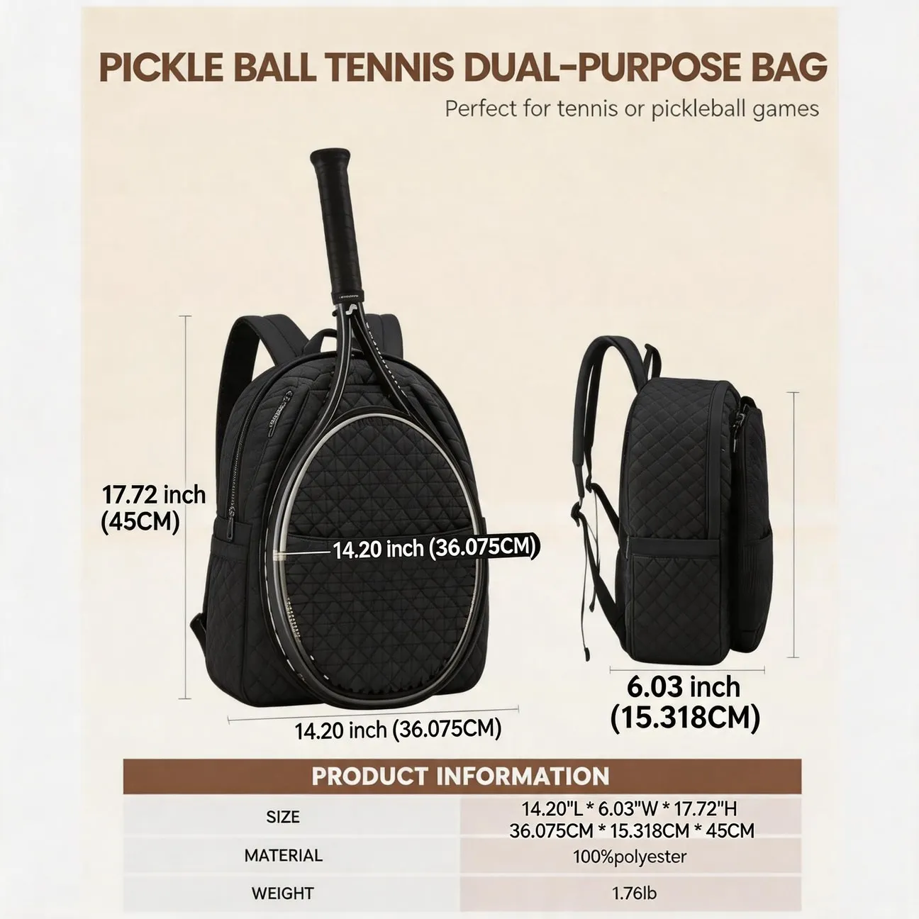 Premium Tennis Pickleball Racket Storage Backpack Crossbody Bag Practical Gift