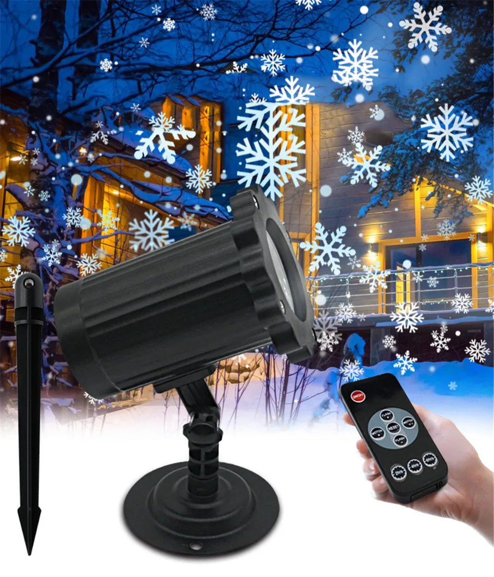 Christmas Snowflake Projector Lights for Outdoor IP65 Waterproof Holiday Projector Lamp Rotating Snowfall Lamp for Garden Decor