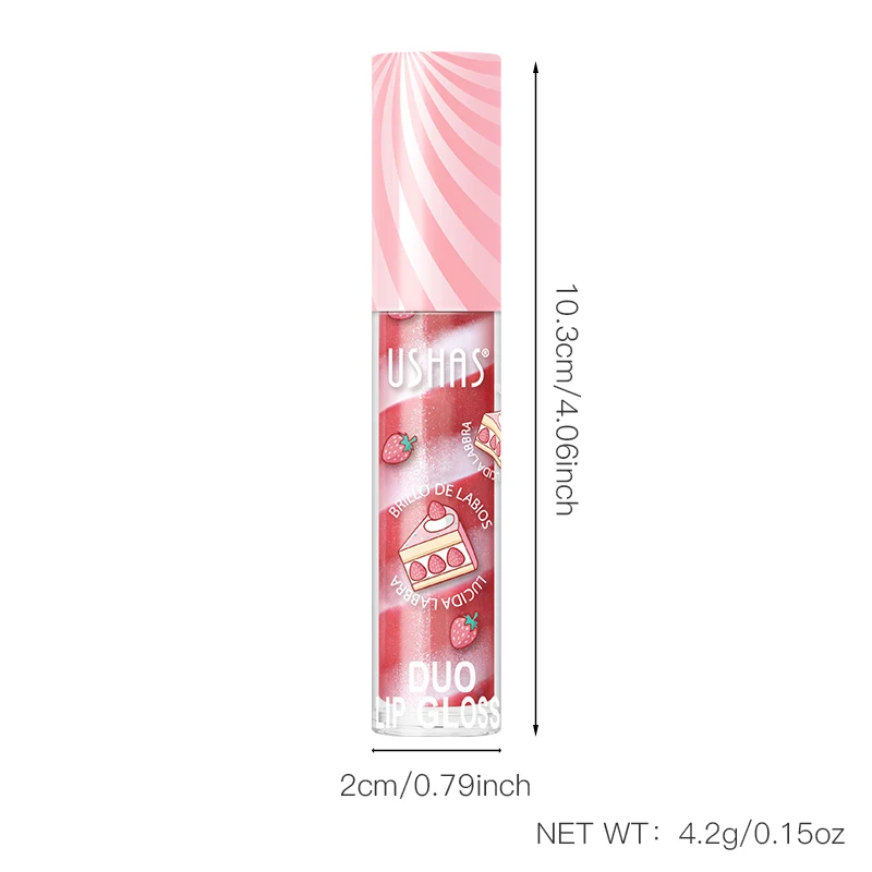 USHAS, brilho labial sorvete, hidratante e hidratante com cor, cintilante e brilhante, presente ideal para festivais
