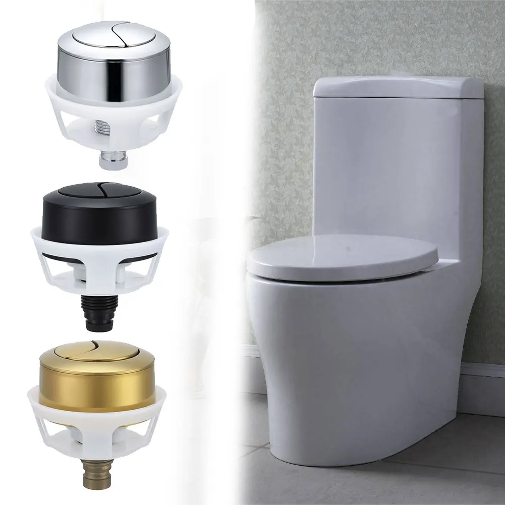 

Top side press wire controlled toilet flush button drain valve button compatible with multiple toilet models ABS material