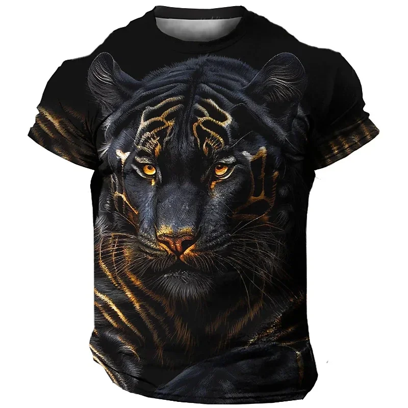 Men\'s T-shirt 3D Tiger Print T-shirt Top Summer Casual Men\'s Animal Print T-shirt Street Loose Comfortable Fashion Clothing