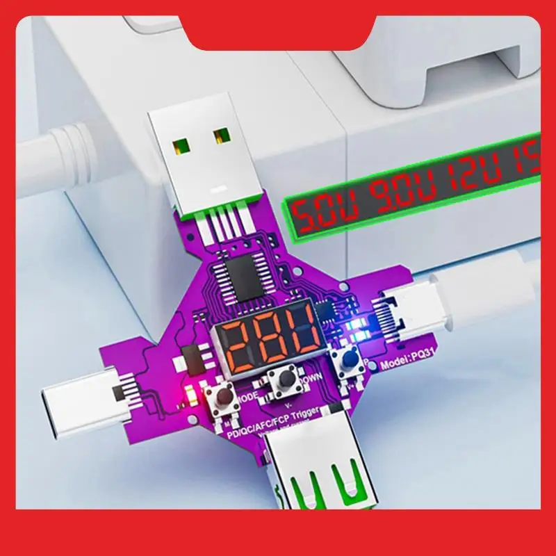 

2 In 1 PD3.1 28V Fast Protocol Charge Trigger Decoy Voltmeter Qualcomm QC PD 5V 9V 12V 15V 20V Trigger Voltage Detector-N38R