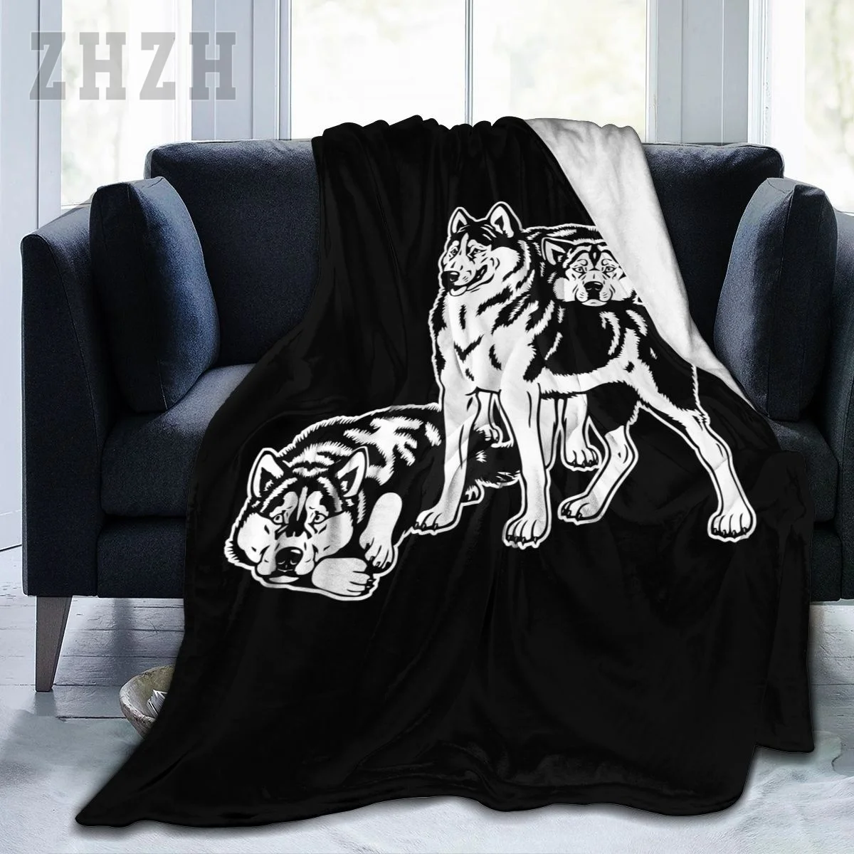 Blanket Husky Alaskan Malamut Huskies Dog Flannel Multifunction Camping Sofa Cover Keep Warm