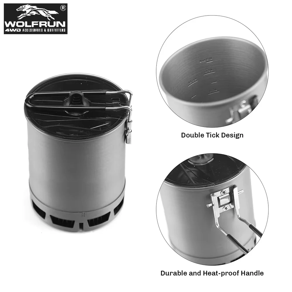 

Lightweight Camping Cooking Utensils Outdoor High Efficiency Heat Exchanger Pot Hiking Travel Portable Pot 600ml Ultralight Pot