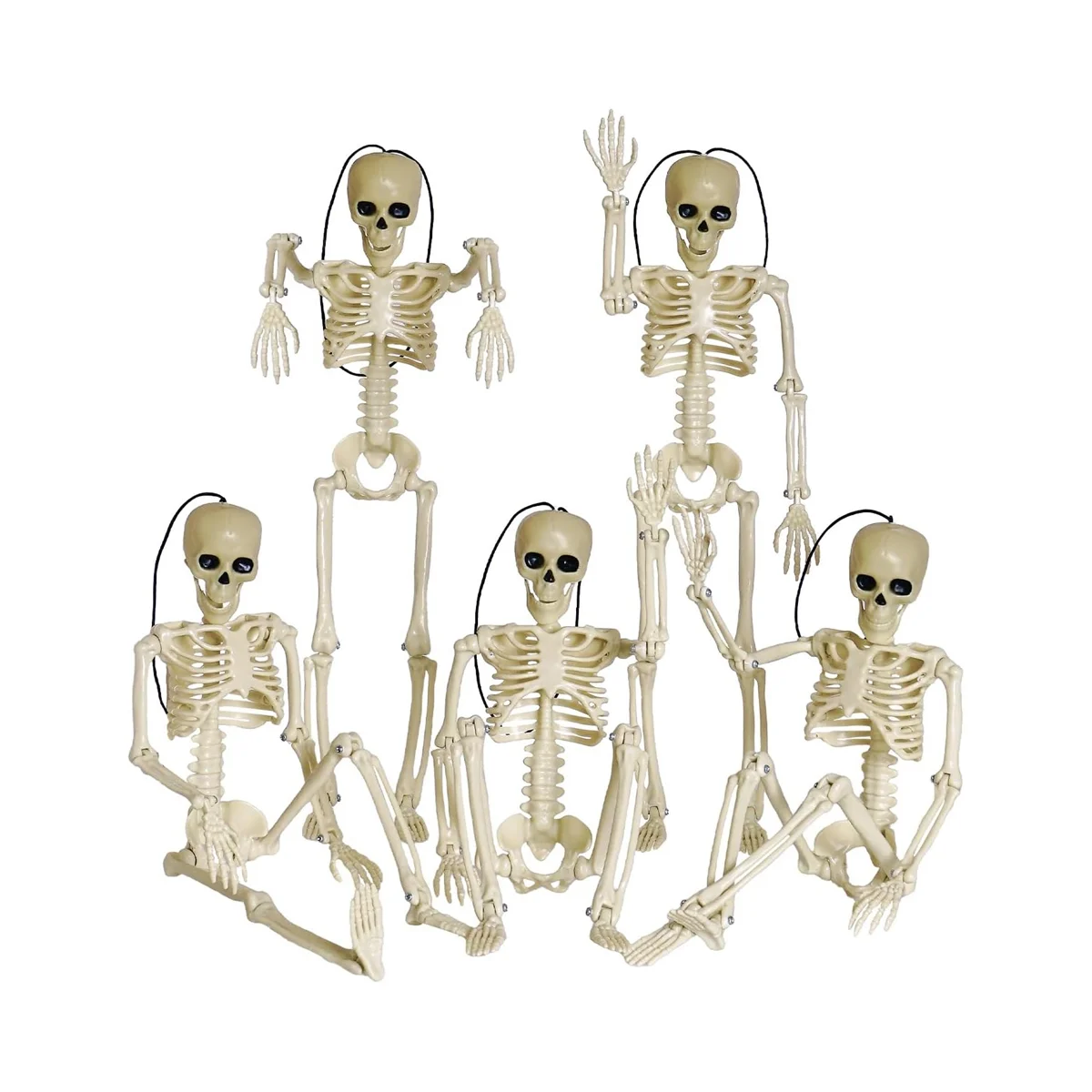 5Pcs Halloween Skeleton Decorations, 16Inch Full Body Posable Joints Skeletons for Halloween, Haunted Houses Decorations