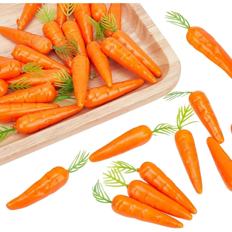 30Pcs Mini Easter Decor Carrots Realistic Fake Fruit Lifelike Carrots Simulation for Floral Arrangements Easter Home Kitchen