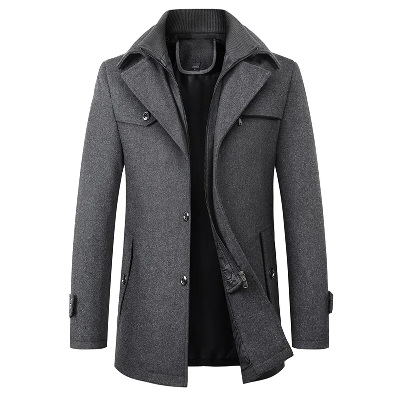 

Autumn and Winter Middle-aged Men Fashion High-end Atmospheric Wool Wool Overcoat in The Long Thickened Woollen Coat Men