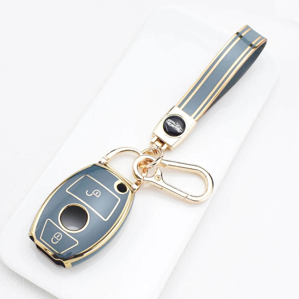 2Button TPU Car Smart Key Case Cover for Mercedes Benz A C E S Class GLS GLA GLK GLC CLS CLA W204 W221 W212 W205 W176 W463 Shell