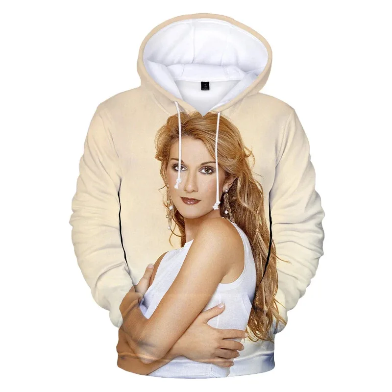 Sudaderas con capucha con estampado 3D de cantante Celine Dion para hombre y mujer, Jersey informal de Hip Hop, ropa de calle Harajuku, sudaderas con capucha de gran tamaño