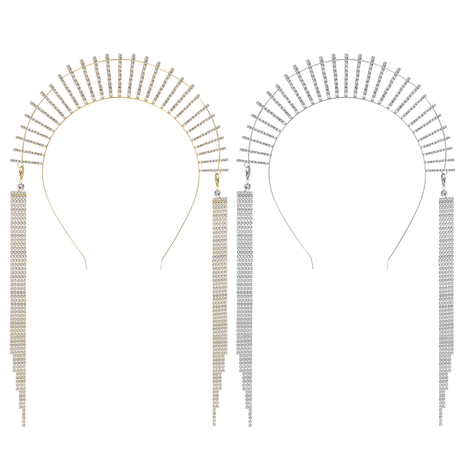 

2 шт. хрустальные тиары-короны с кисточками и стразами, повязки на голову для женщин, для свадьбы, дня рождения, вечеринки, в стиле богини