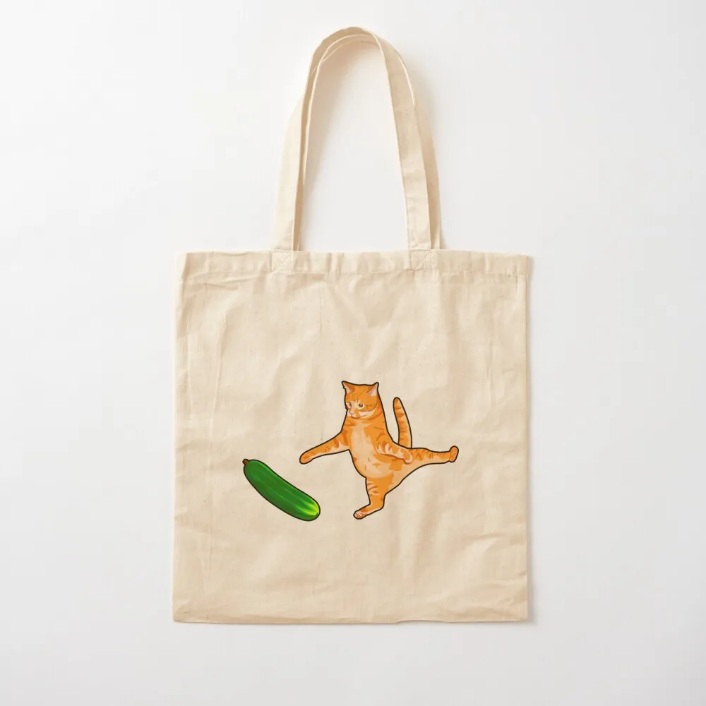 

Cat Scared by Cucumber, Cursed Cat Images Tote Bag Women's tote shopping Cloth screen Canvas
