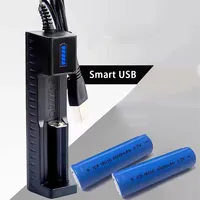 USB Smart Lithium Battery Charger Universal 3.7-4.2V Single Slot Charger For 26650/18650/14500/10440 Lithium Ni-mh Battery