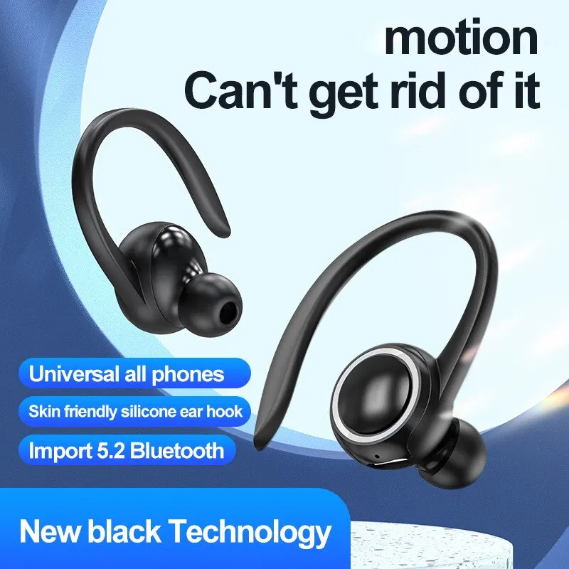 Portable Headset 5.2 Ear Hook Type Low Delay Noise Reduction Single Ear Sports Running Business Wireless Game Earphones With Mic