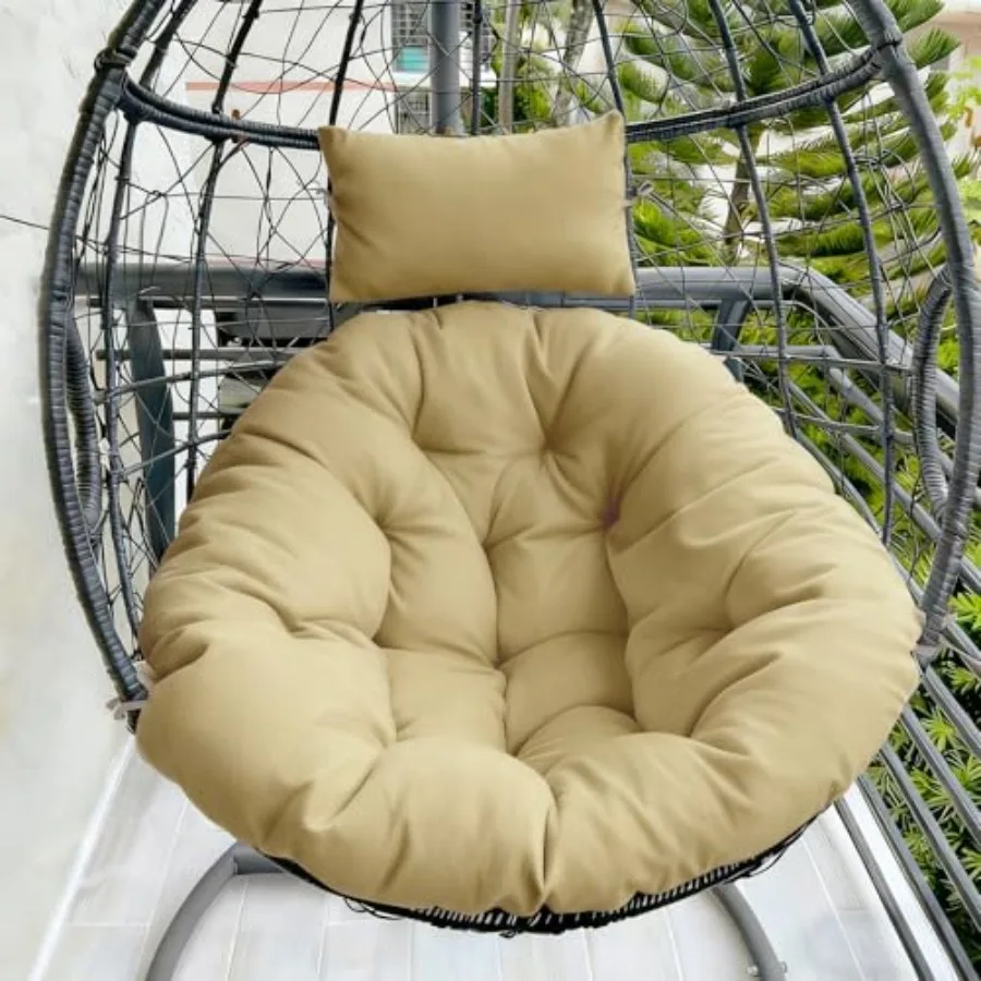 

Outdoor Egg Chair Cushion Waterproof Hanging Chair Cushion with Headrest Pillow Egg Chair Replacement Cushion for Patio Furnitu