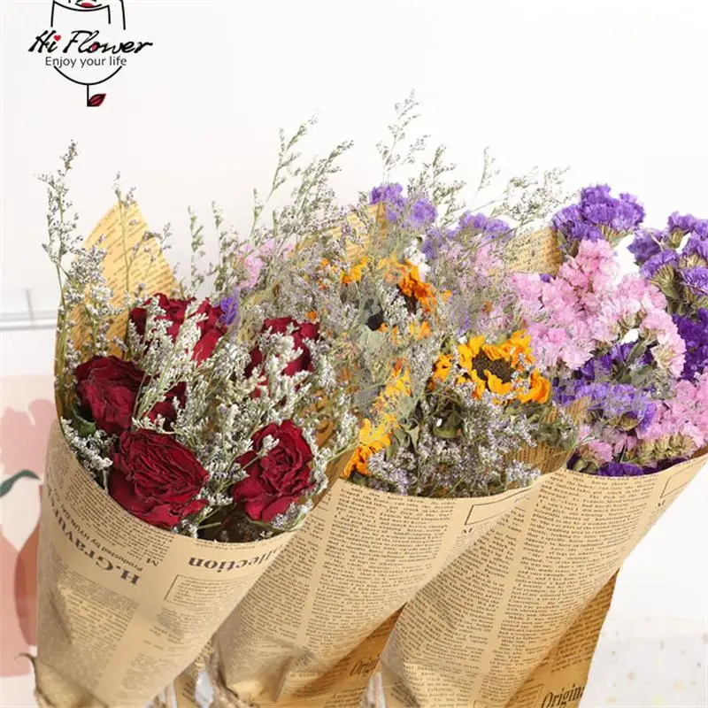 

Dry Flower Rose Forget Me Not Flower Chrysanthemum Gypsophila Bouquet Wedding Home Decoration Valentine Love Grass Festival Gift