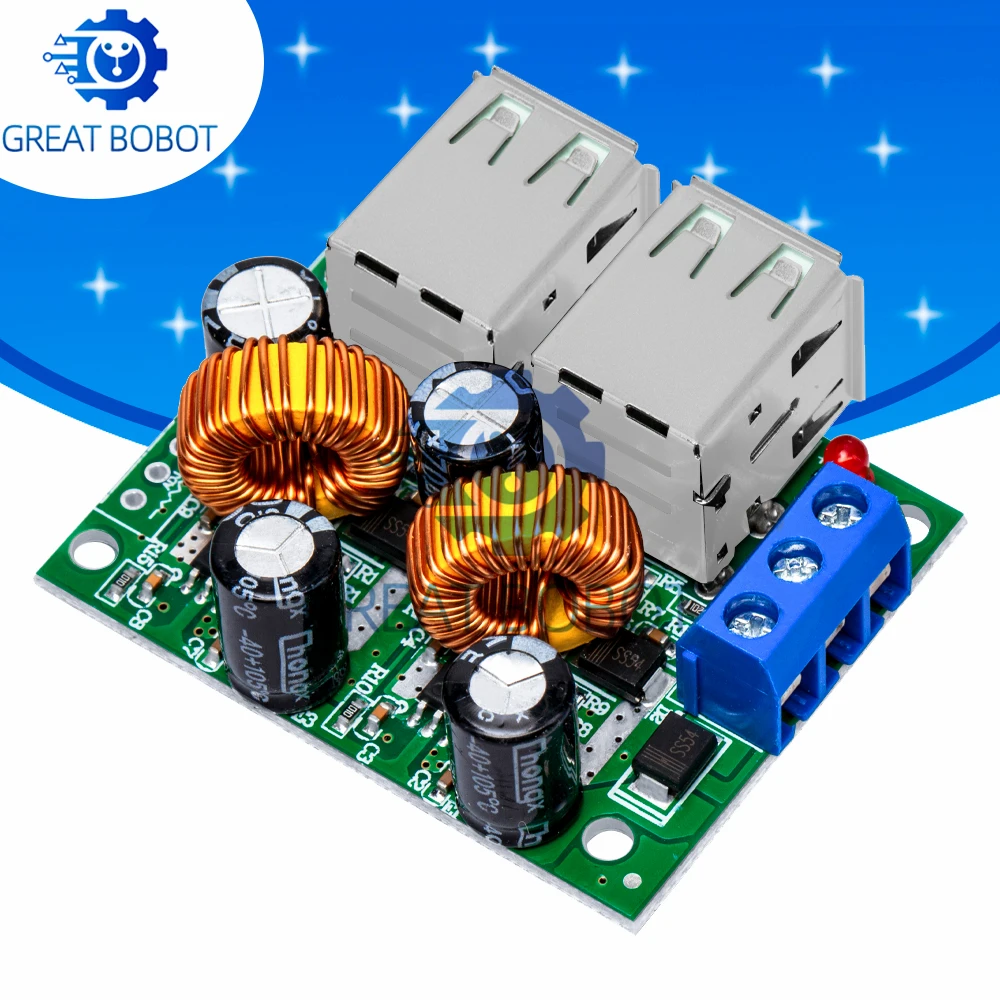 1PC BS A5268 Step-Down Module: 12V/24V/40V Input to 5V 5A Output, 4 USB Ports for Car & Mobile Devices (MP3/MP4, Phone)
