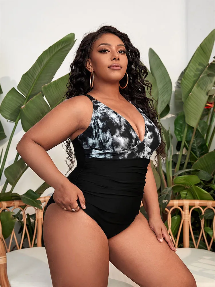 VigoJany 2024 Plus Size Print Swimwear Women Large One Piece Strapped Swimsuit Lady Chubby Big Backless Bathing Suit Beachwear