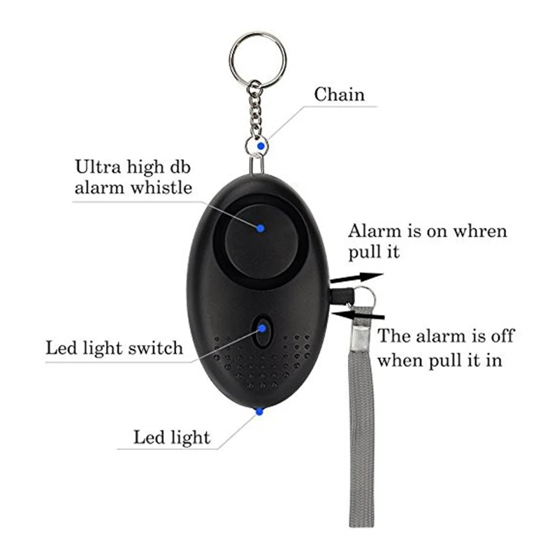 130db Safesound Personal Security Alarm Keychain With LED Lights Self Defense Electronic Device For Women Kids Remote Control