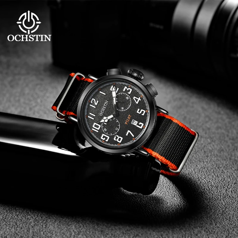 Hot models OCHSTIN 2024 sports street creative nylon series men\'s watches multifunction quartz movement men\'s quartz watches